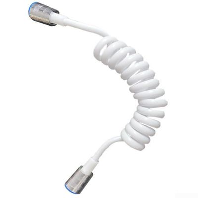 Retractable Spring Shower Hose, 2 m, Copper, for Bidets and Toilet Sprayers, White