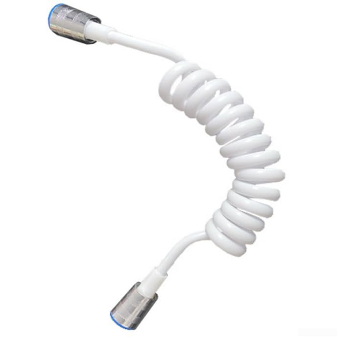 Retractable Spring Shower Hose, 2 m, Copper, for Bidets and Toilet Sprayers, White