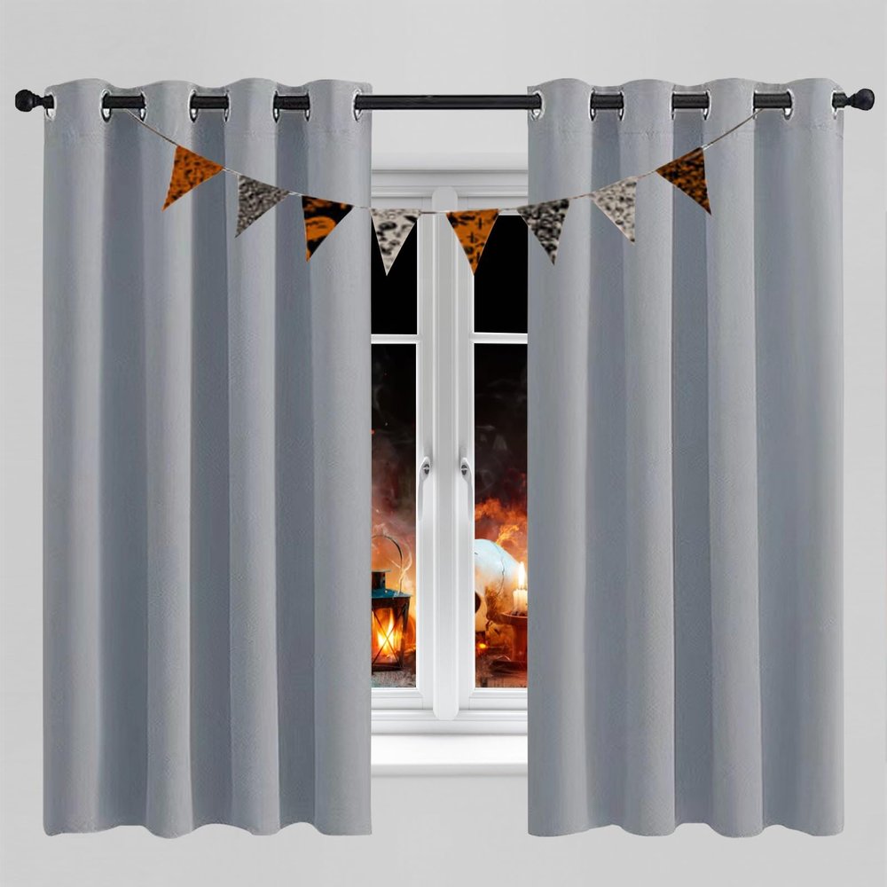 LONGCAO Blackout Curtains 170 x 230 cm, Thermal Curtains with Metal Grommets, Light Gray