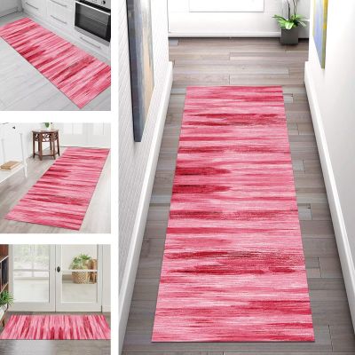 SGLGSTORE Hallway Runner Rug, Kitchen Runner, Non-Slip Washable Dirt-Trapping Mat, Red/Pink, 100 x 500 cm