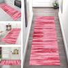 SGLGSTORE Hallway Runner Rug, Kitchen Runner, Non-Slip Washable Dirt-Trapping Mat, Red/Pink, 100 x 500 cm view 1