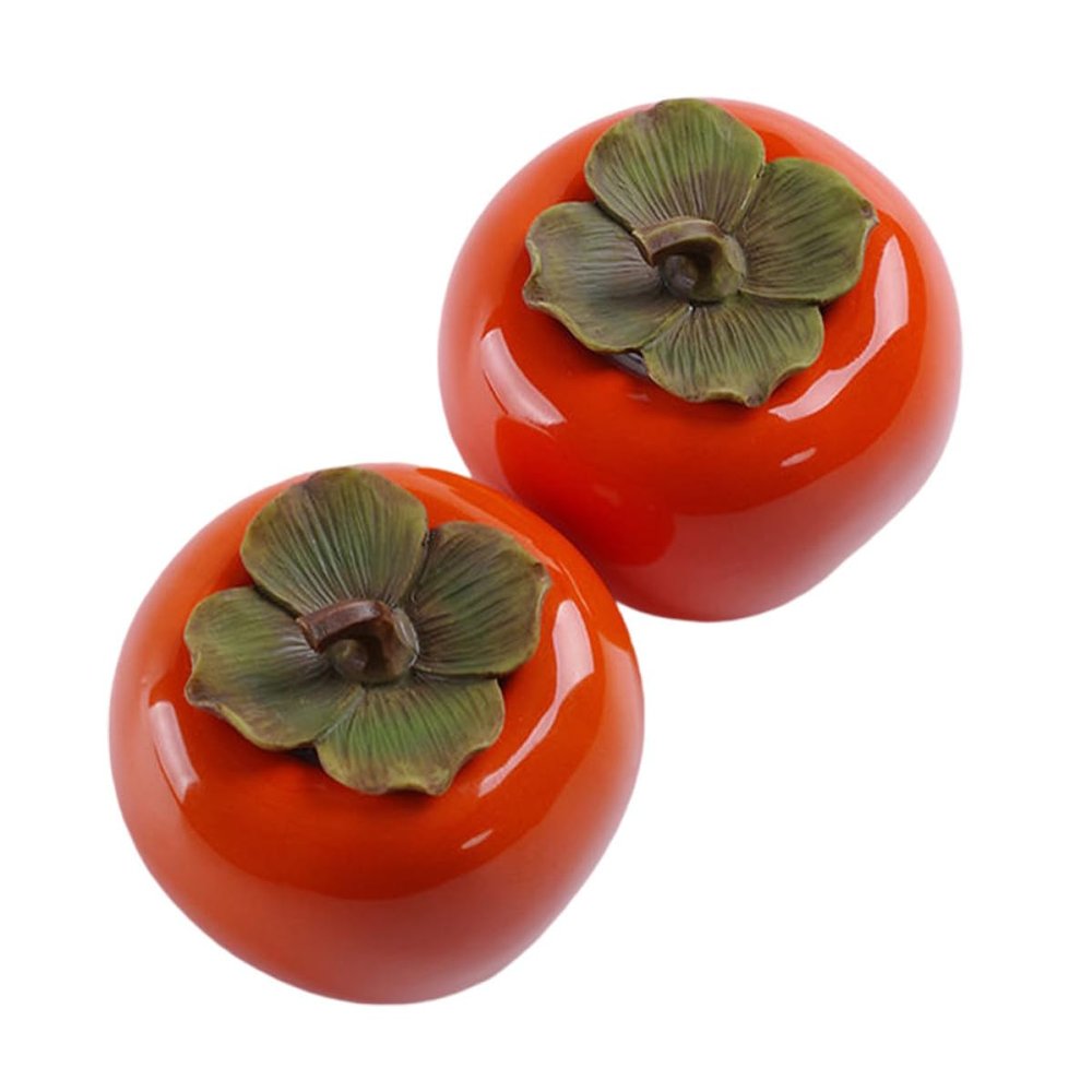 Homoyoyo 2-Piece 200 ml Ceramic Storage Jars, Orange Persimmon Shape