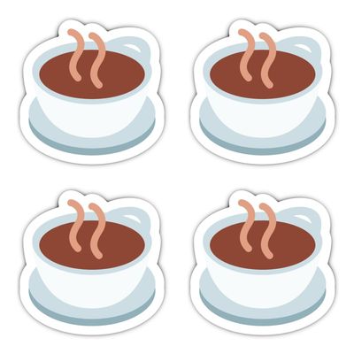 Laminated Stickers: 75 mm, 4-Pack – Large Emoticon Coffee Cup
