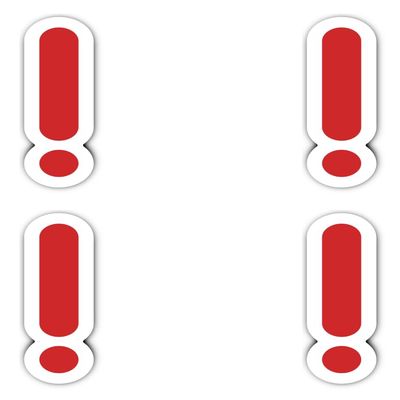 Stickers: 150 mm, 4 pcs. – Red Exclamation Mark Emoticon Safety Sign