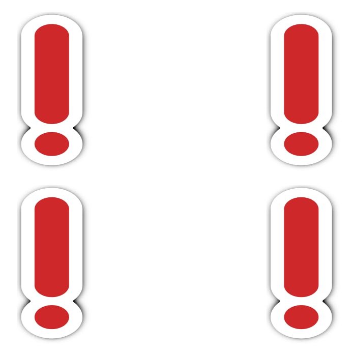 Stickers: 150 mm, 4 pcs. – Red Exclamation Mark Emoticon Safety Sign