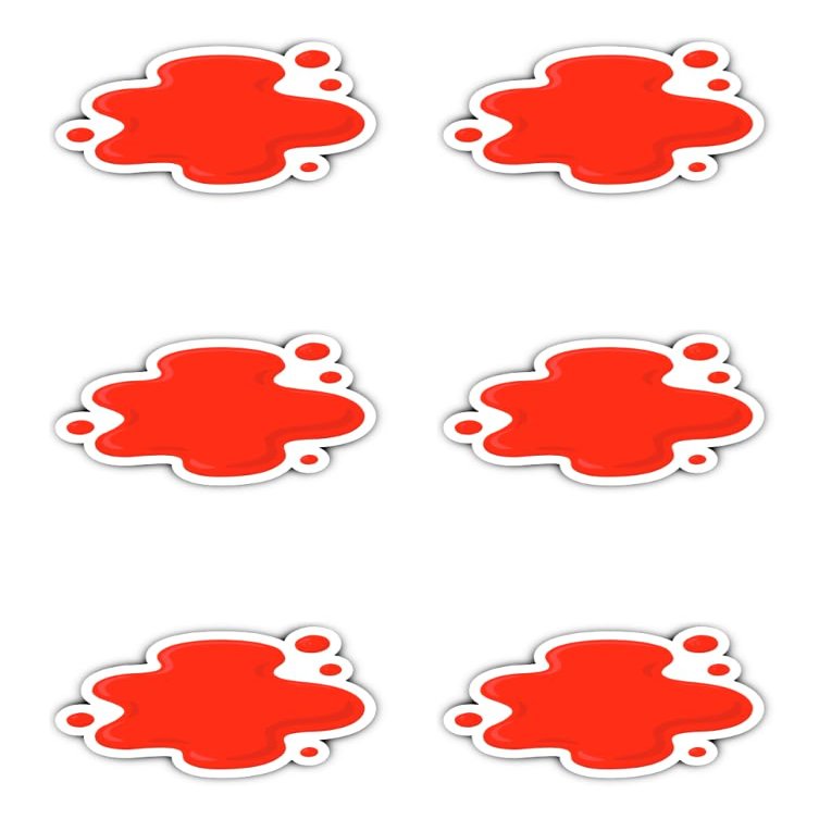 Laminated Stickers: 50 mm, 6 pcs – Red Bloodstain Stickers for Law Offices