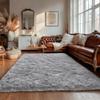 FEIJUAND Shaggy Plush Rug 110 x 240 cm, Washable and Non-Slip, for Bedroom, Patio and Garden, Light Gray view 2