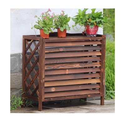 Outdoor Air Conditioner Cover, Vintage Wooden Privacy Screen, Weather-Resistant, 80 x 32 x 70 cm