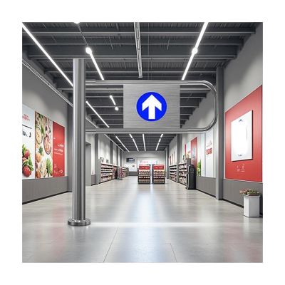 Metal Security Swing Gate for Supermarket Entrance, One-Way Access (Left, W55 cm / 21.6 in / 1.8 ft)