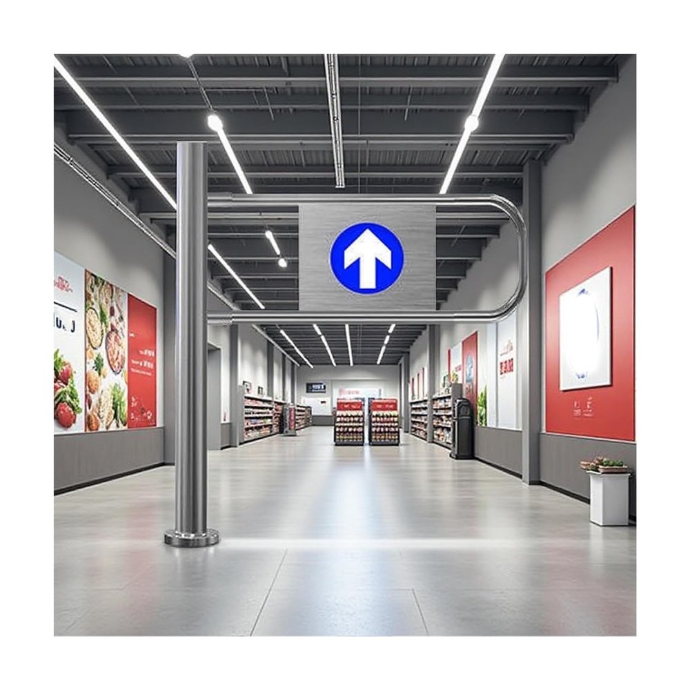 Metal Security Swing Gate for Supermarket Entrance, One-Way Access (Left, W55 cm / 21.6 in / 1.8 ft)
