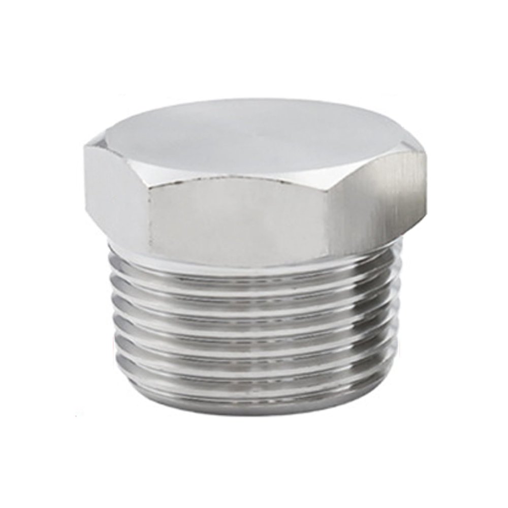 External Hex-Head Threaded Pipe Plug, 2 in NPT Stainless Steel