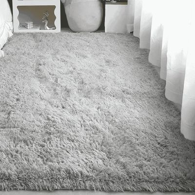 ZHIQXUE Shaggy Rug, 80 x 150 cm, Non-Slip, Washable, Soft, Light Gray