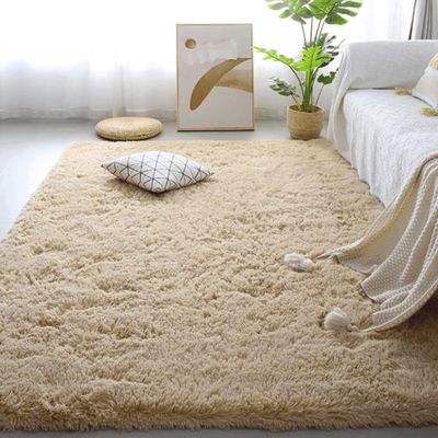 LIUJYUAN Shaggy High-Pile Faux Fur Rug, 180 x 330 cm, Camel