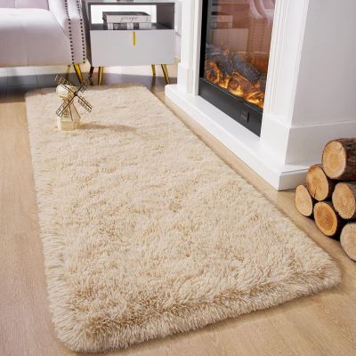 ANJIAJIE Shaggy Plush Rug, 45 x 140 cm, Camel