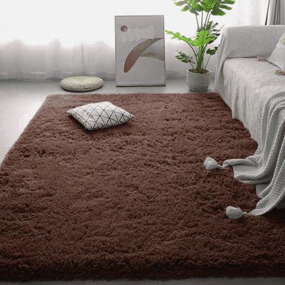 LIUJYUAN Shaggy High-Pile Rug 300 x 450 cm, Super Soft Faux Fur, Brown
