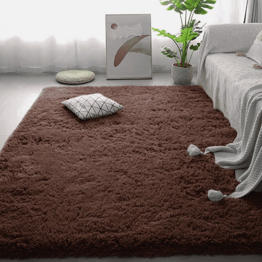 LIUJYUAN Shaggy High-Pile Rug 300 x 450 cm, Super Soft Faux Fur, Brown