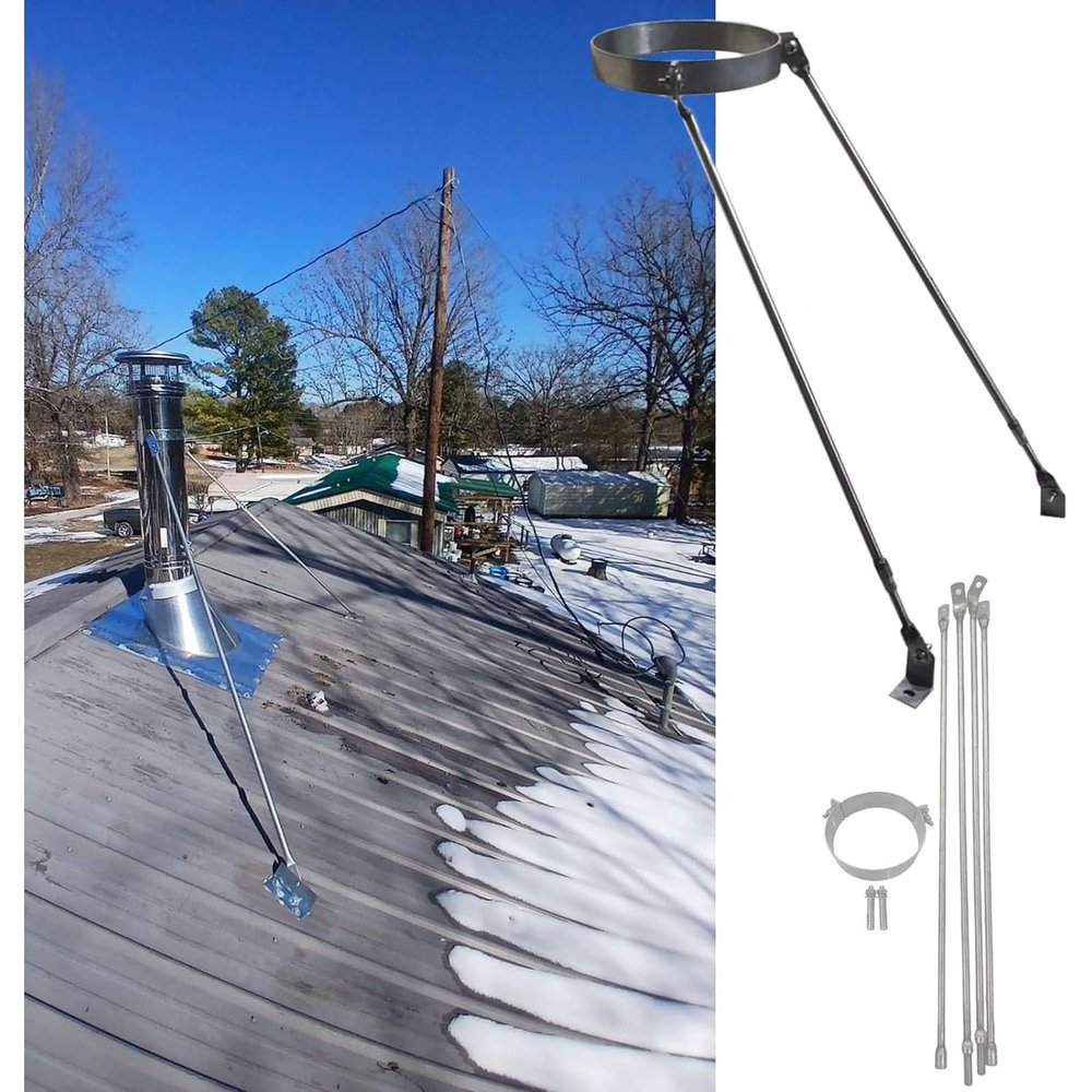 Generic Roof Chimney Bracket, Metal Chimney Pipe Mounting Kit, Heavy-Duty Wall Bracket for Stove Pipes, 137 mm (5 3/8 in) Diameter