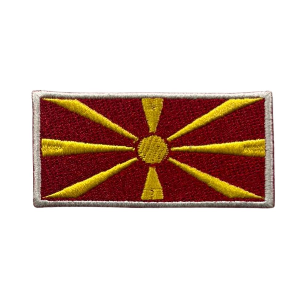 North Macedonia Flag Patches, 3 × 2 cm, Embroidered Iron-On/Sew-On Set