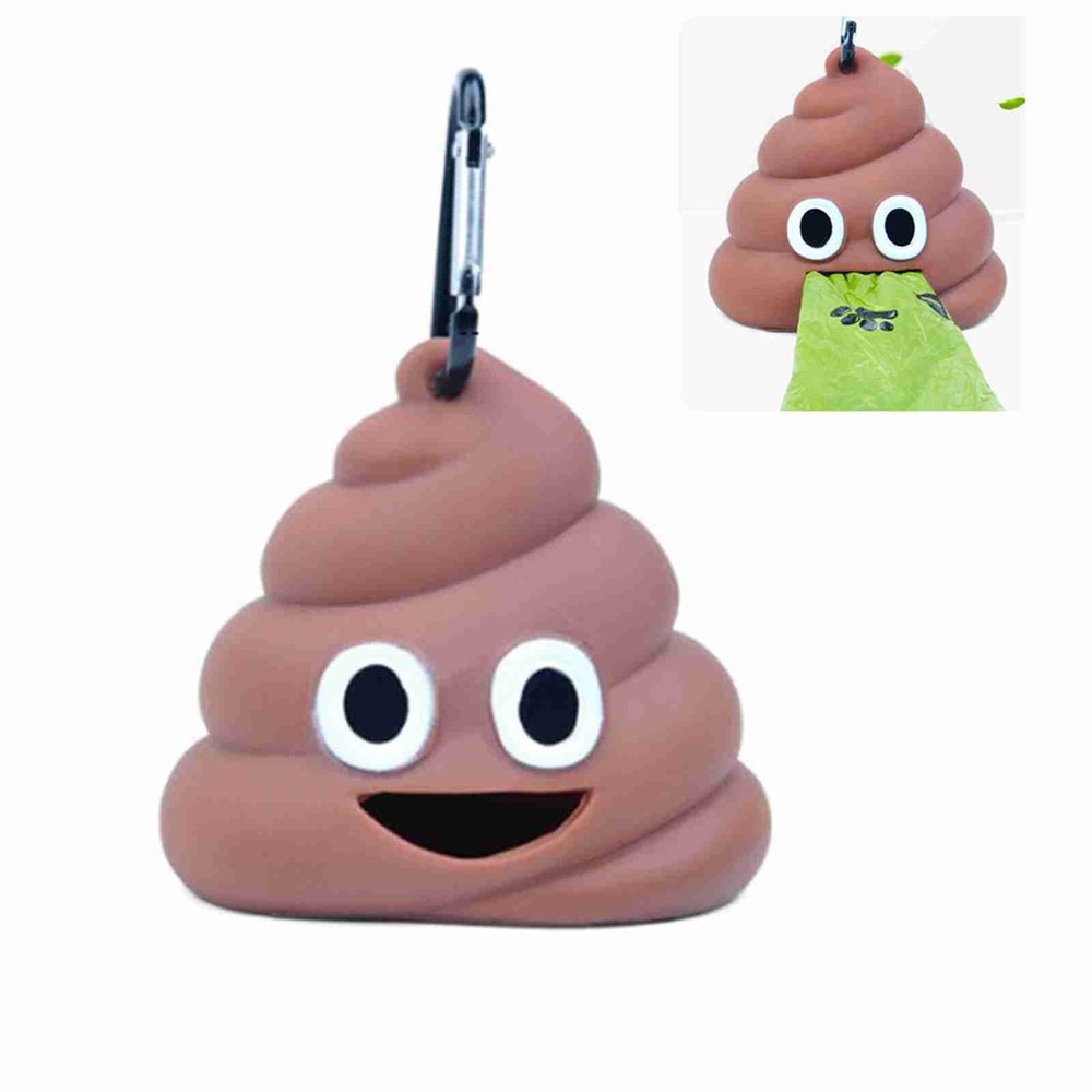 HEEPDD Cute Poop Bag Dispenser, Coffee-Colored Soft Rubber Holder