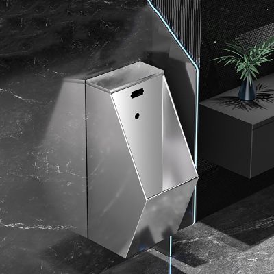 Commercial Stainless Steel Sensor-Flush Urinal for Men, Silver