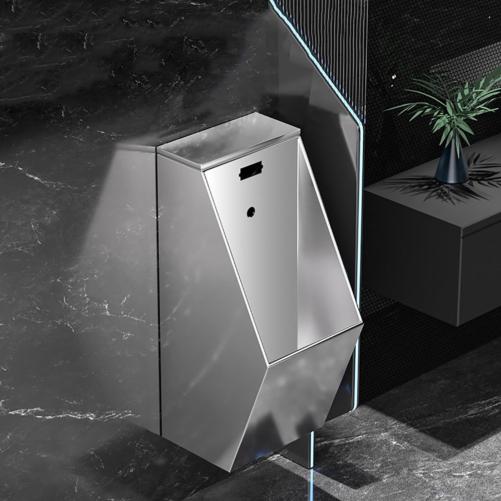 Commercial Stainless Steel Sensor-Flush Urinal for Men, Silver