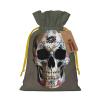 Printed Skull Gift Bags with Drawstring, Christmas Candy Bags, M, Yellow Christmas Ribbon view 1