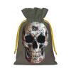 Printed Skull Gift Bags with Drawstring, Christmas Candy Bags, M, Yellow Christmas Ribbon view 2