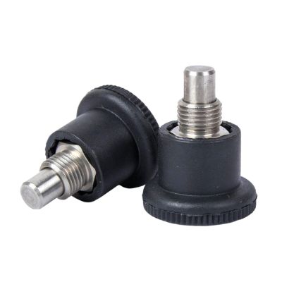 VCN218 Stainless Steel Indexing Plunger with Black Plastic Knob and Locking Nose (VCN218-MCN, M16-10-10)