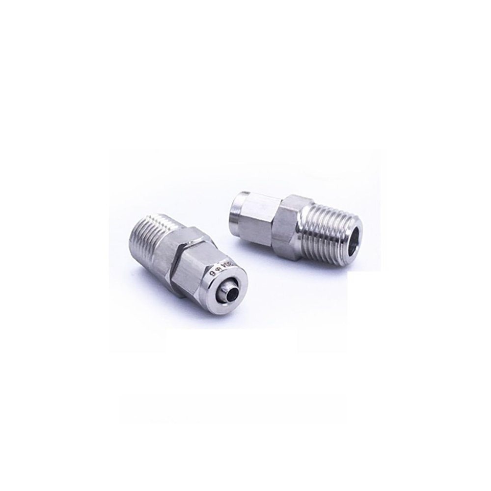 Pangocho Pneumatic Tube Fitting, Female/Male, 1/8, 1/4, 3/8, 1/2 in, 4, 6, 8, 10, 12 mm, Quick Screw Connector, 304 Stainless Steel (10-01, 10 mm-1/8 in, 304 PC)