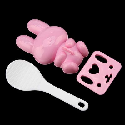 KIMISS Cartoon Rice Mold Set, 3-Piece Sushi Onigiri Maker, Pink