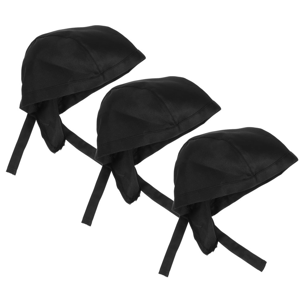 GLEAVI Black Pirate Chef Hats for Men and Women, 3-Pack, Fabric