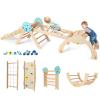 FANTASK 7-in-1 Indoor Wooden Climbing Set with Slide, Arch, Net, Ramp, Blocks & 2 Cars view 1