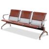 3-Seat Waiting Room Bench with Armrests, Brown view 1