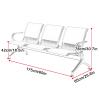 3-Seat Waiting Room Bench with Armrests, Brown view 2