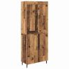 Gecheer 2-Piece Highboard Set, Reclaimed Wood-Look Engineered Wood and Glass view 2