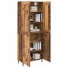 Gecheer 2-Piece Highboard Set, Reclaimed Wood-Look Engineered Wood and Glass view 3