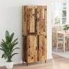 Gecheer 2-Piece Highboard Set, Reclaimed Wood-Look Engineered Wood and Glass view 4