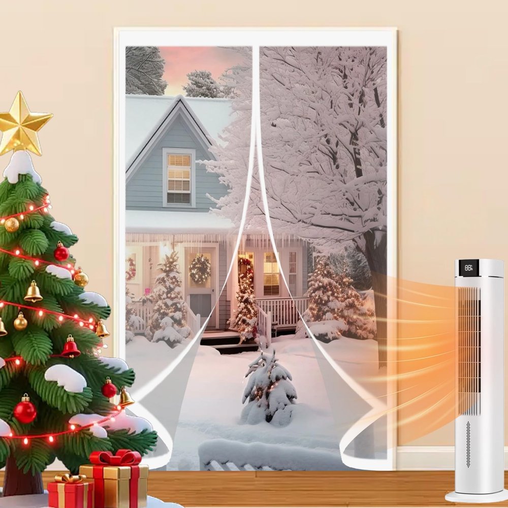 Magnetic Thermal Door Curtain, 170 x 162 cm, Windproof and Waterproof