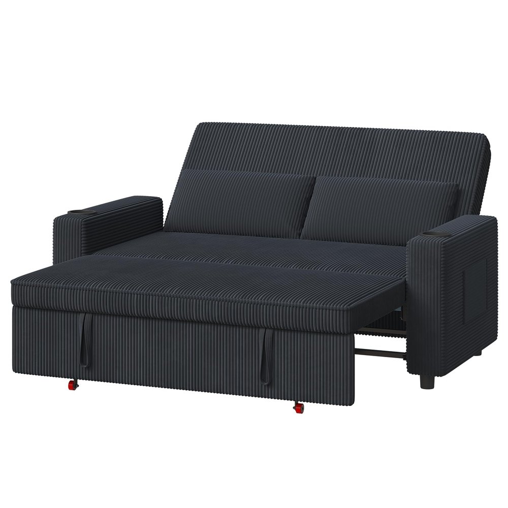 Devoko 2-Seater Sofa Bed, 160 cm Wide, Blue-Black