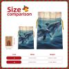Dolphins in the Sea Printed Christmas Drawstring Gift Bag, Yellow Ribbon, Size S view 4