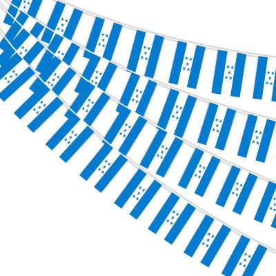 AhfuLife Honduras Pennant Banner, 30 Small Flags, 2 Double-Sided Fabric Flags