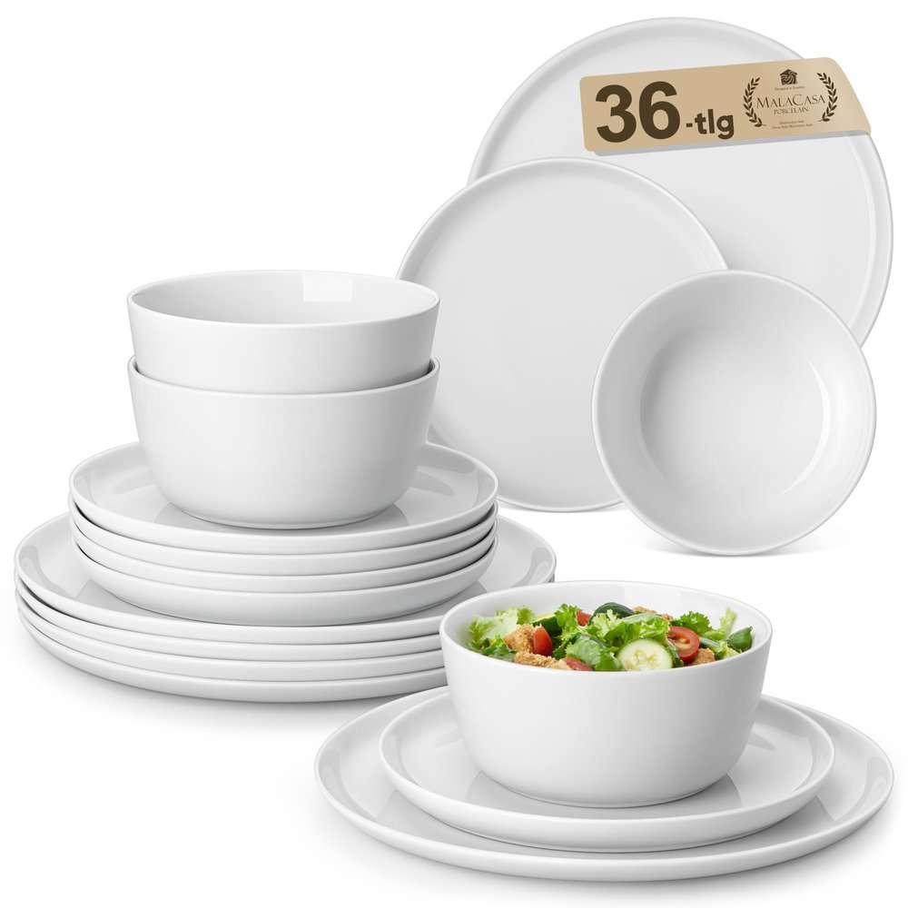 MALACASA LEXI 36-Piece Porcelain Dinnerware Set for 12