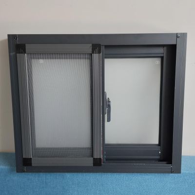 LIMENQIN Sliding Window with Insect Screen, Aluminum Alloy, Gray, 100 x 100 cm