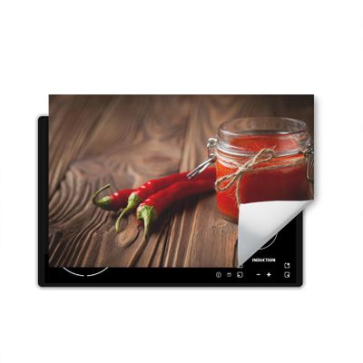 Stovetop Cover 80 x 52 cm – Induction Protective Mat & Glass-Ceramic Cooktop Cover – Chili Sauce Design