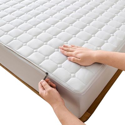 Mattress Cover with 4-Sided Zipper, Full Protection, White, 100 x 200 x 10 cm