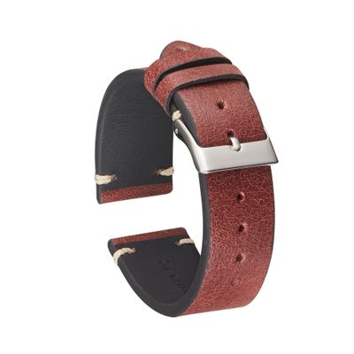 Cong Yi Handmade Vintage Distressed-Look Leather Watch Band, Vegetable-Tanned Leather, Replacement Band, 18 mm, 19 mm, 20 mm, 21 mm, 22 mm