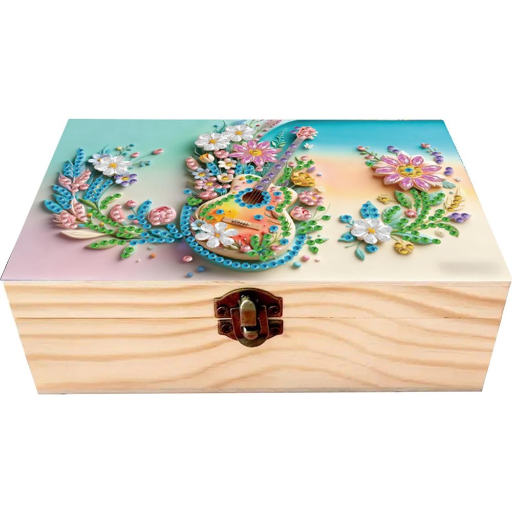 DIY Diamond Painting Rhinestone Decorative Storage Box, Partial-Drill Crystal Mosaic Wooden Organizer