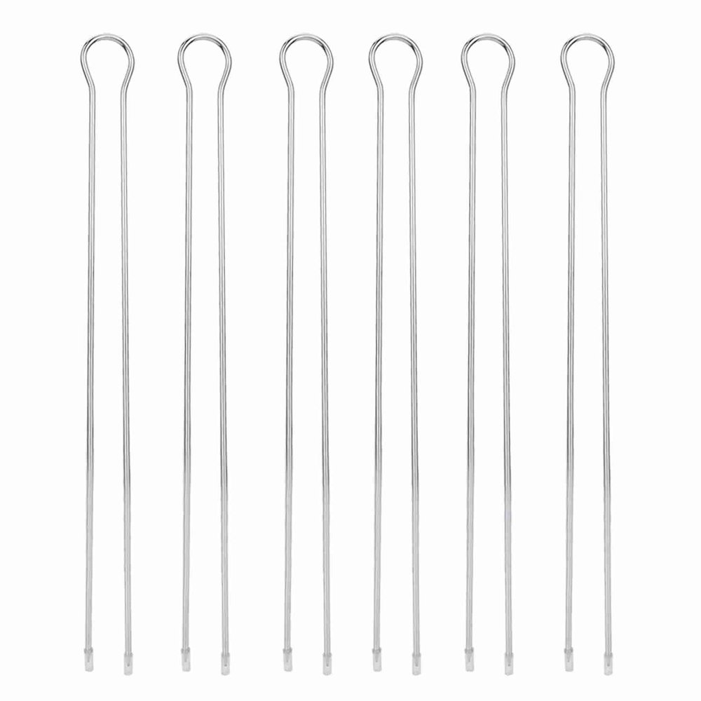 Grill Skewers, 6-Pack Double-Fork Flat Metal Kabob Skewers