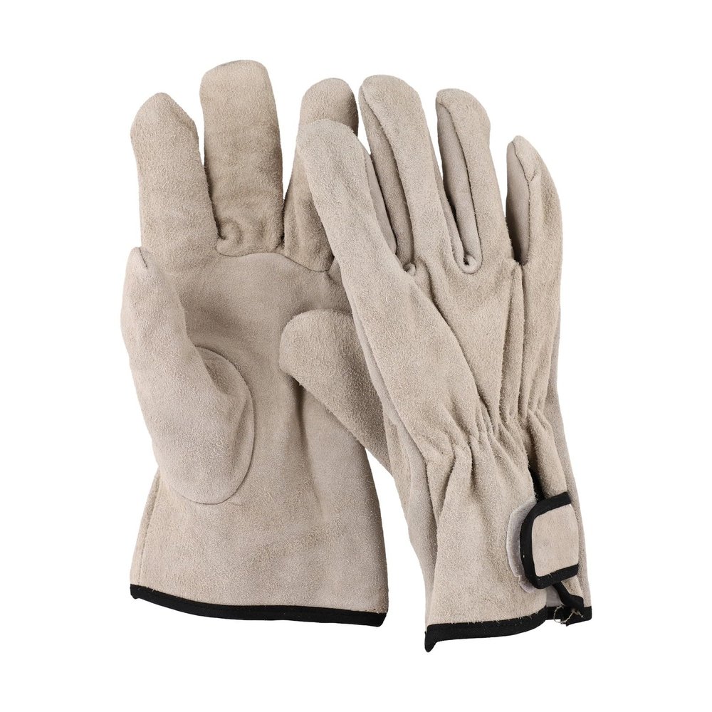 FACAIIO Outdoor Grill Gloves for Camping, Grilling, and Baking, Double-Layer Cowhide, Heat-Resistant, Yellow-Gray