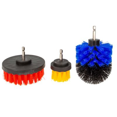 MASTERPROOF Professional 3-Piece Brush Set with Hex Shank for Drills and Cordless Screwdrivers, 312